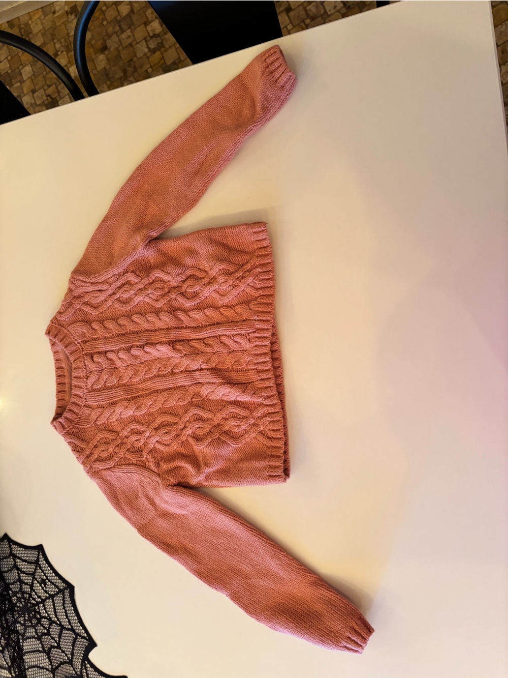 Toddler girls Cable Knit Sweater - coral
